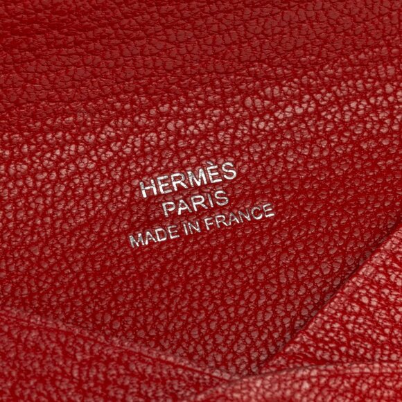 Hermes Calvi Vermillion Chevre Mysore Leather Card Holder - Picture 8 of 9